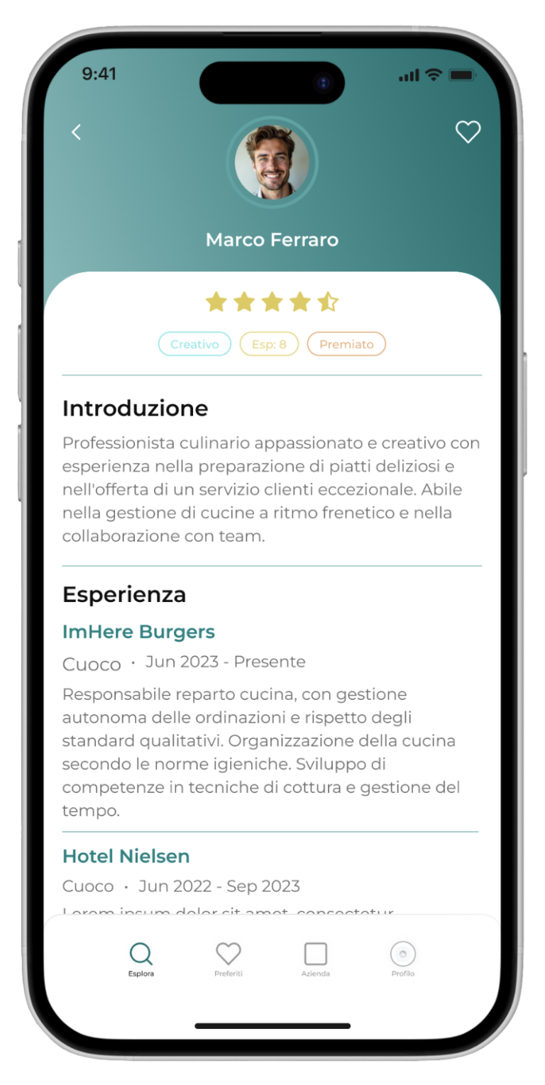 imhere screenshot app pagina Resume